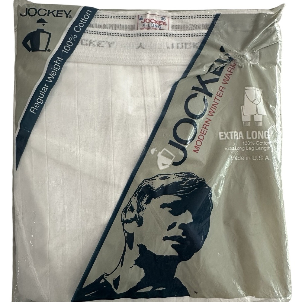 Jockey Long Johns Mens 36 White Vintage 80s Modern Winter Warmth USA Cotton